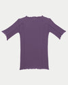 BASERANGE ruffled ribbed cotton T-shirt, Portugal BAS-TTOM3-CR-AU25-VENET PURPLE (TTO3-RB-000)